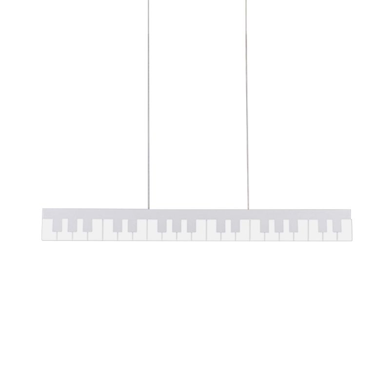 White/Black Piano Key Shape Pendant Contemporary LED Acrylic Hanging Ceiling Light in White/Warm/Natural Light