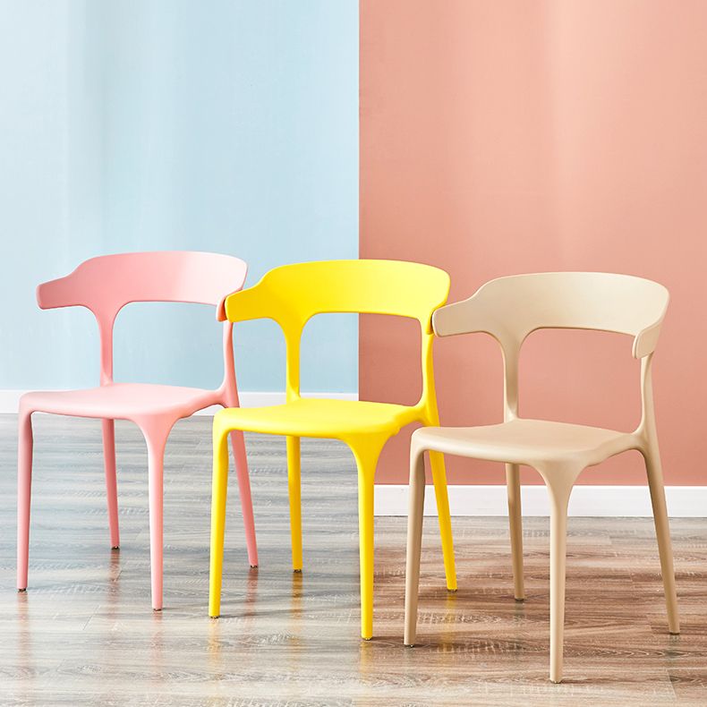 Ensemble de chaise de salle à manger en plastique à dossier ouvert empilable de chaise latérale moderne à la maison