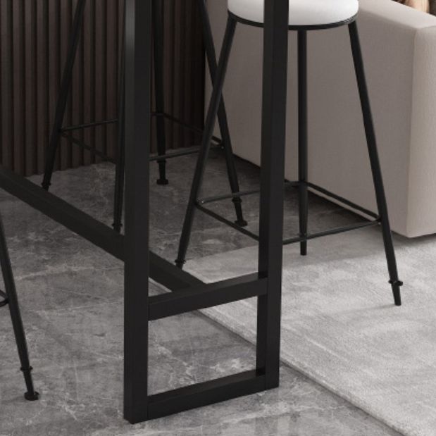 Indoor Stone and Steel Bar/Dinette Table Rectangle Industrial Trestle Bistro Bar Desk