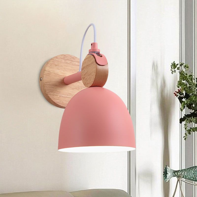 Metal Bowl Shade Sconce Lamp Kid Bedroom Shop 1 Head Macaron Style Wall Light