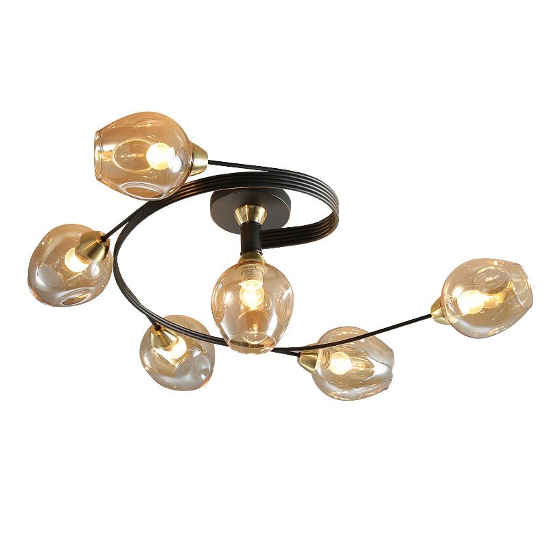Glass Shaded Ceiling Mount Light Fixture Minimalist Semi Flush Mount Ceiling Fixture