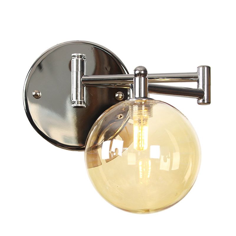 Adjustable Industrial Globe Sconce Glass 1-Light Sconce Light