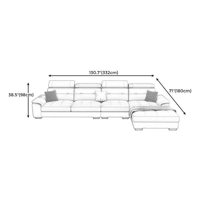 Waterproof Linen Pillow Top Arm Sofa with Adjustable Bolster Pillows and Storage Bag