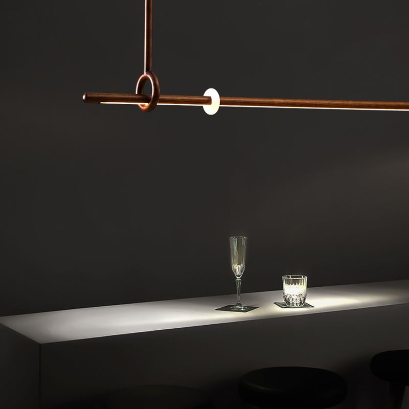Modern Minimalist Style Linear Chandelier Light Fixtures Wood Pendant Light Fixtures