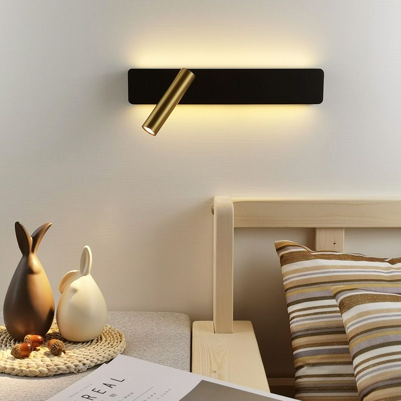 Rechteckige LED -Lesen Wandleuchte im modernen prägnanten Stil Metallwandleuchten mit Aluminiumschatten