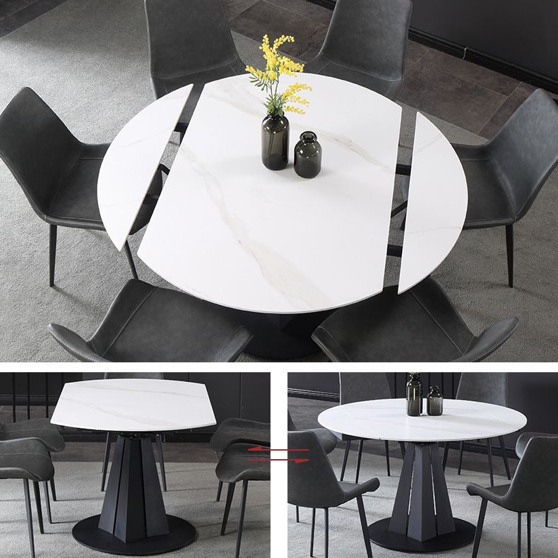 Modern Extendable Stone Dining Table Steel Base Dinner Table for Home