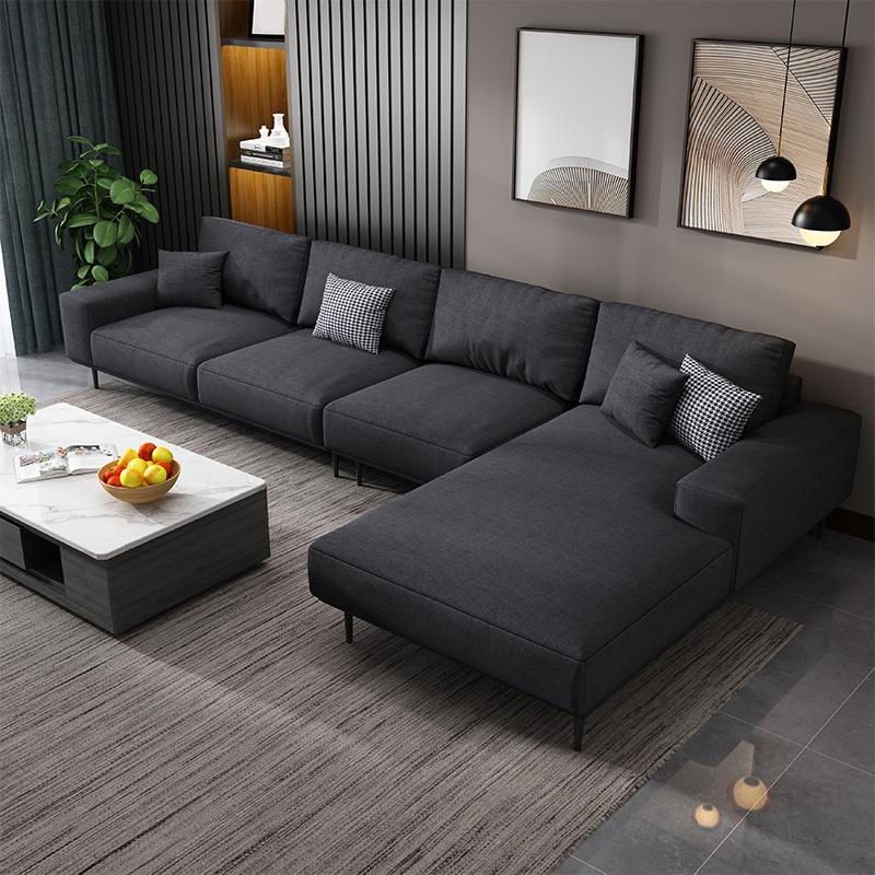 Contemporary Pillow Back Sectional with Recessed Arms for 4 People