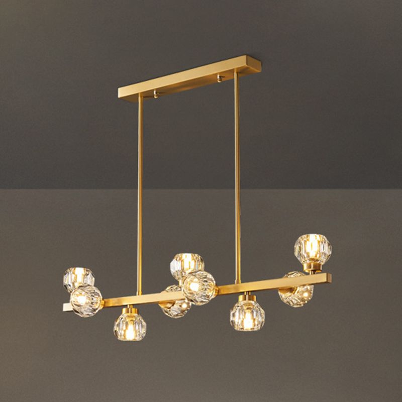 Modern Chandelier Bubble with Shape Island Lights Crystal And Metal Island Lamps in Gold
