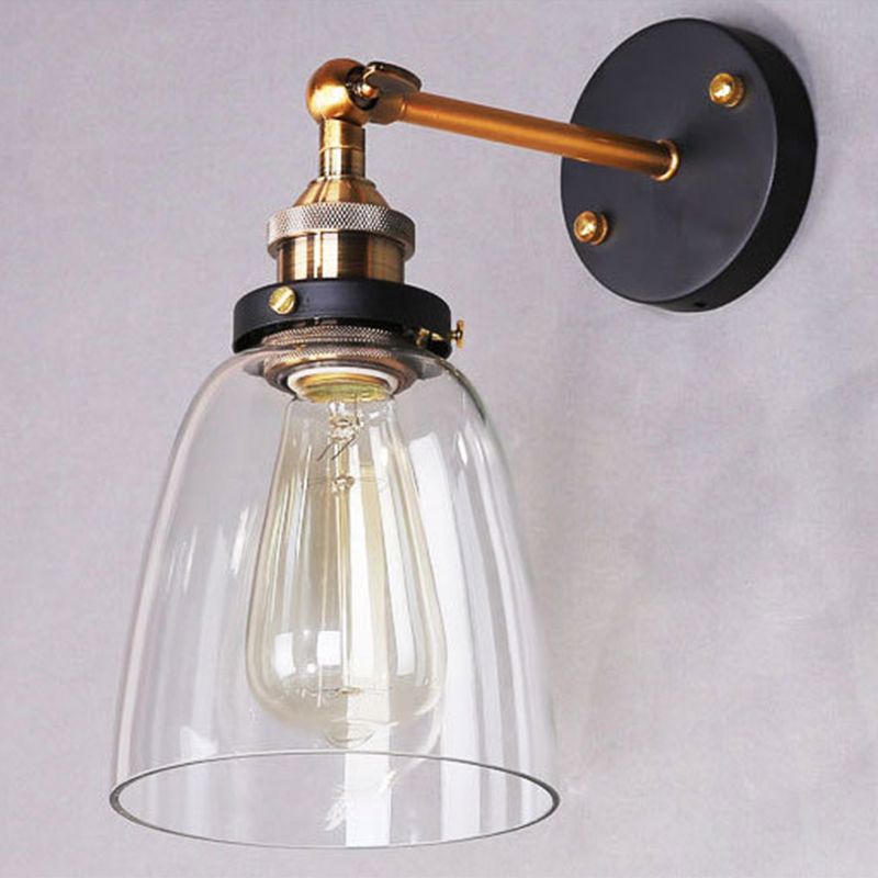 Oval Vanity Wall Light Fixtures Retro Industrial Style Glass Single Vanity Light