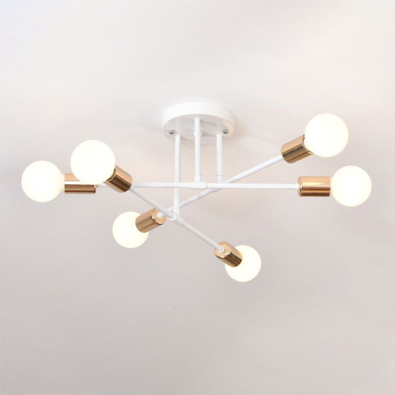 Metal Sputnik Shade Flush Ceiling Light Modern Style 6 Lights Flush Mount Fixture