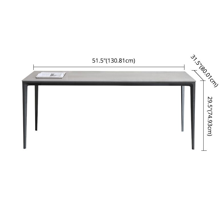 Modern Metal Frame Style Sintered Stone Rectangular Dining Table Set with 4 Legs Base