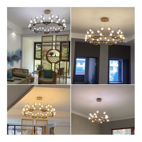 Deer Antler Wood Chandelier Light Fixture Rustic Dining Room Chandelier Pendant Light