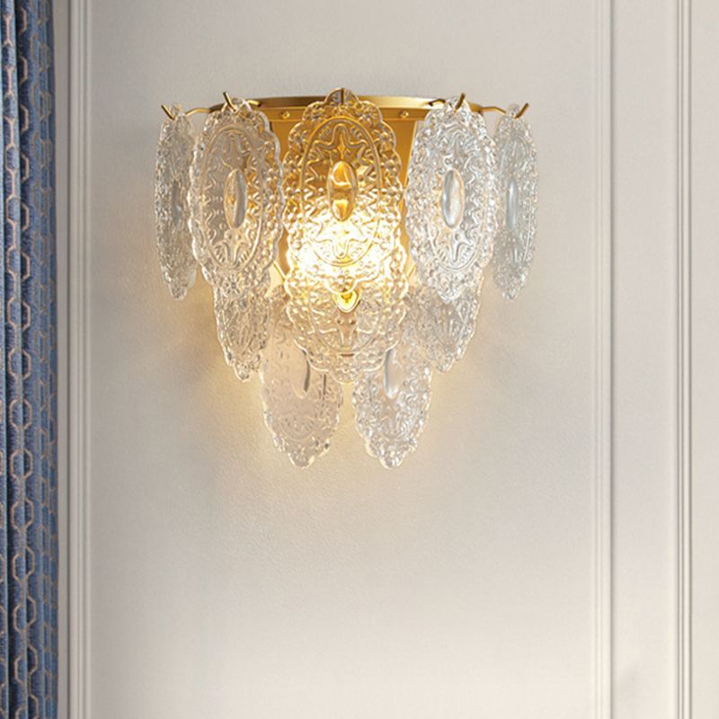 Modern Style Three-Tiered Sconce Crystal 3-Lights Wall Lighting Fixtures in Brass