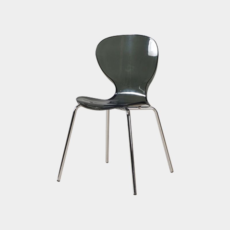 Contemporary Style Metal Chairs Set Solid Back Side Kitchen Dining Chair
