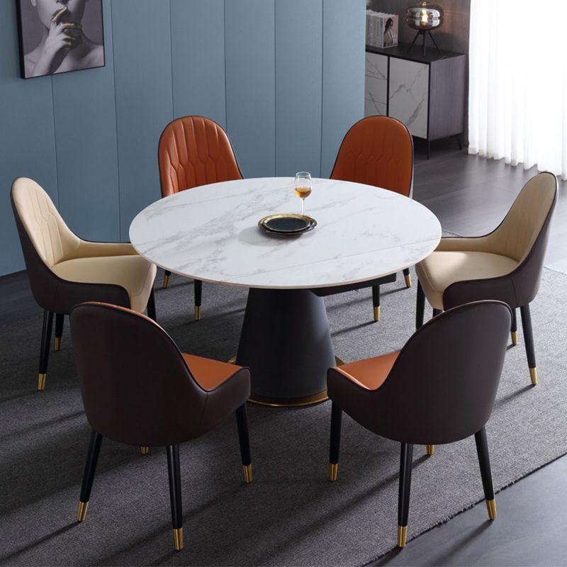 Glam Style Parsons Side Chair Leather Indoor Dining Chair for Living Room