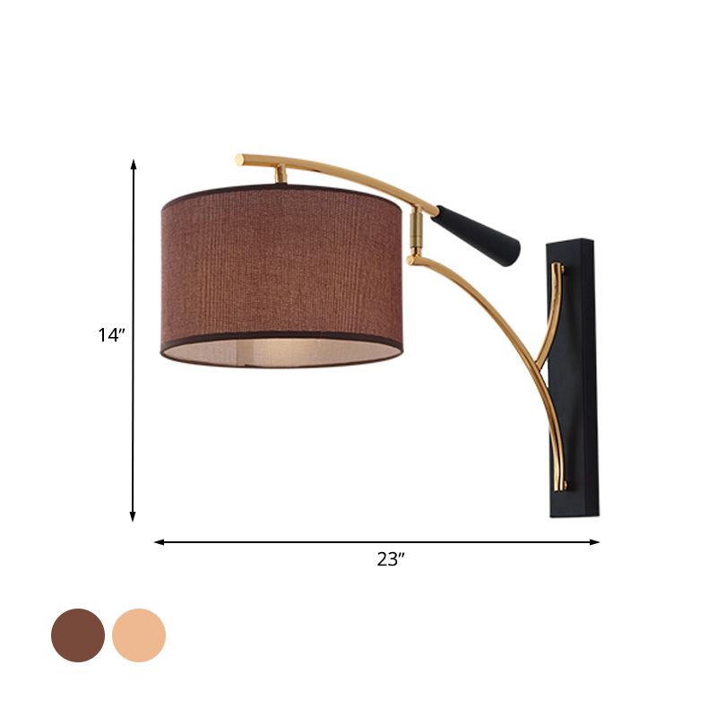 Trommelschaduw wandlamp moderne stijl stof 1 hoofd slaapkamer wandverlichting ideeën in vlas/koffie