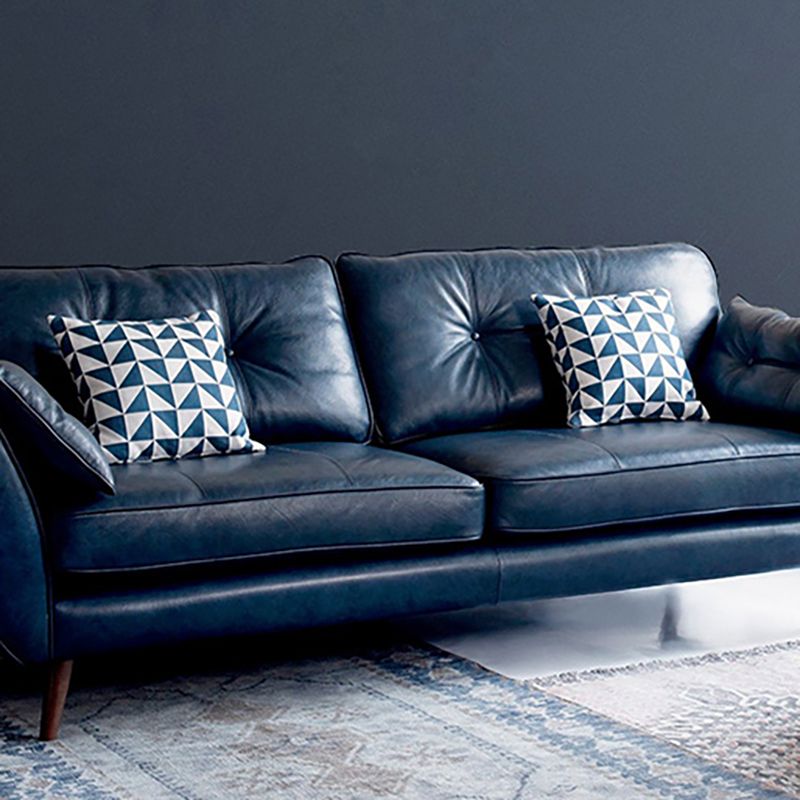 33.86" H Genuine Leather Flared Arm Sofa with Cushions for Living Room,Apartment