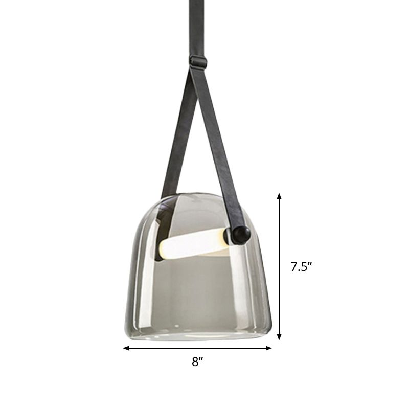 Nordic Bell Ceiling Pendant Light White/Smoke Gray Glass 1 Light Living Room Hanging Light Kit