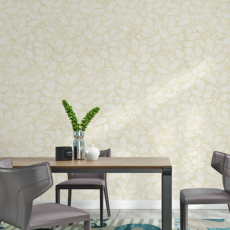 Soft Color Wall Decor Non-Woven Moisture-Resistant 3D Print Leaf Wallpaper Roll