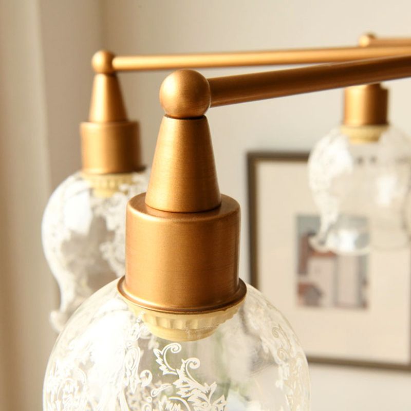 Sala de estar de forma de flores Iluminación semi de montura Vidrículas transparentes tradicionales 6 luces Gold Semi Flush Light