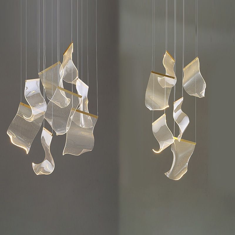 Paper Hanging Light Fixtures Modern Simple Acrylic Ceiling Pendant for Stairwell