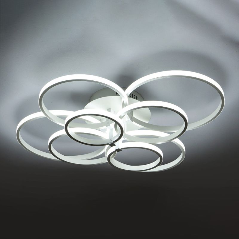 White Loop Forgiato Semiflush Light Minimalism LED Aluminum Soffitto Luce per Bedroom
