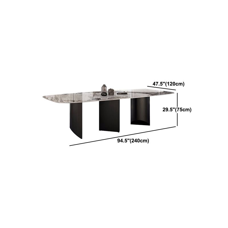 Modern Metal Base Dining Table Stone Rectangle Dining Table for Home