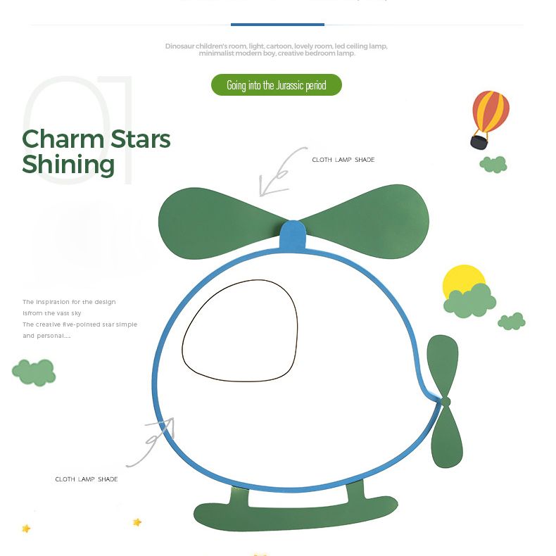 Cartoon vliegtuigvormige plafondlamp metalen babykamer LED-inbouwlamp met acryl diffuser