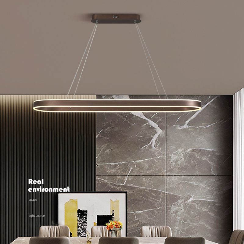 Oval Aluminum Island Pendant Lights Modern Style 2-Lights Chandelier Lamp Fixtures