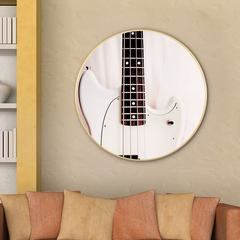 Beige Contemporary Canvas Guitar Painting for Dining Room, Multiple Sizes Options