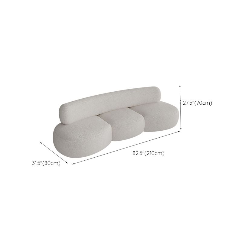 Contemporary Style Wool Sofa in White Curved Upholstered Sofa