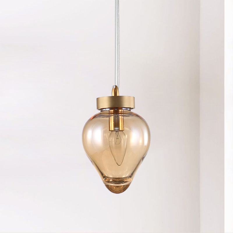 Sala da pranzo a goccia a ciondolo illuminazione blu/champagne vetro 1 lampadina post lampada a soffitto appesa moderna