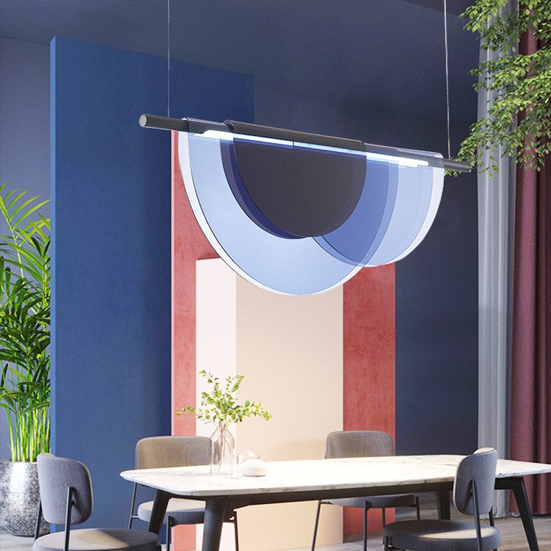 Modern Minimalist Island Light Fixture Half Round Shaped LED Pendant Lamp