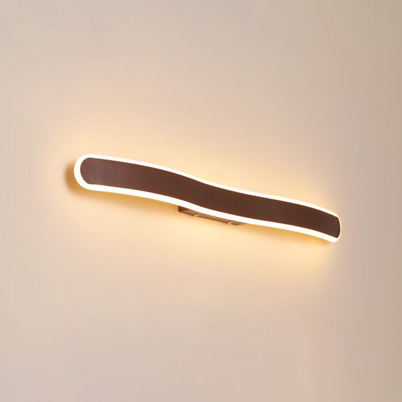 Metal Thin Vanity Wall Sconce Modern Style 1 Light Vanity Lighting Fixtures in Brown