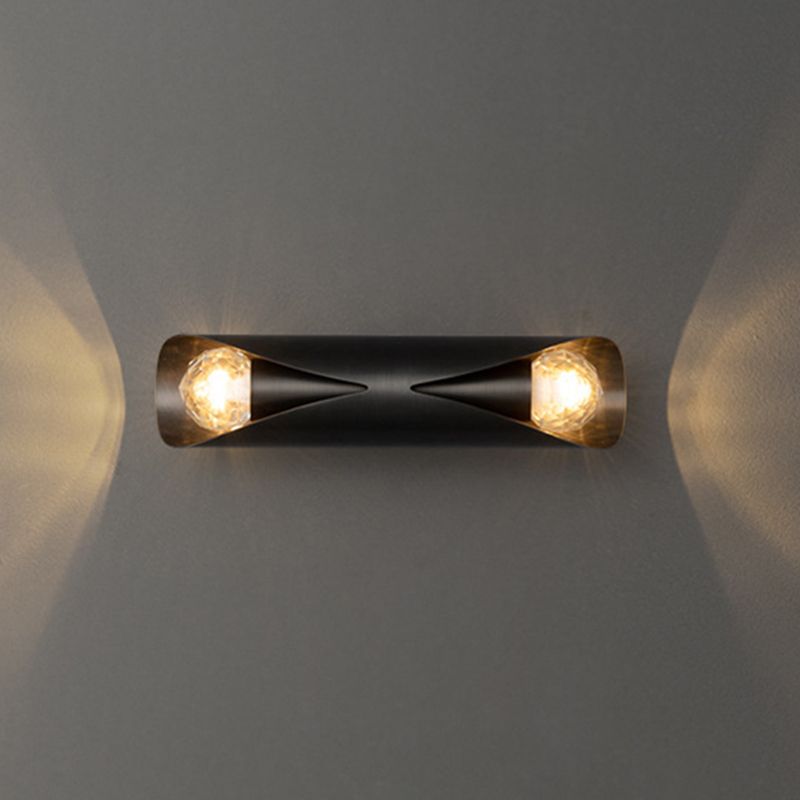 Solid Brass Wall Light Post Modern Tube Shape Wall Mounted Sconce with 2 Lights