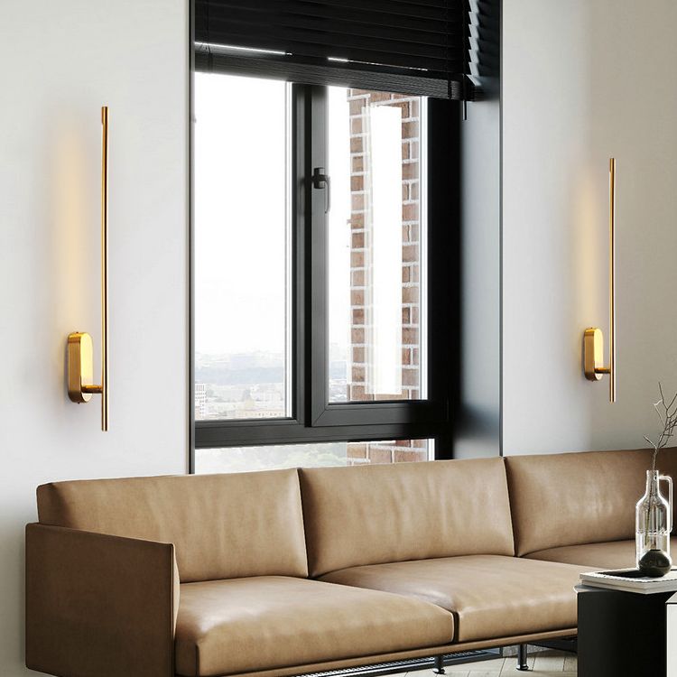 Acryl messing LED -muur sconce in moderne beknopte stijl koper lineair wandlicht voor binnenruimtes