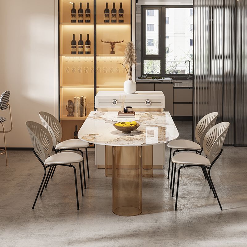 Free Form Modern Dining Table Stone Top Dinette Table with Acrylic Base