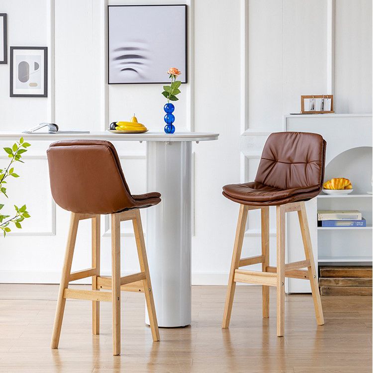 Modern Wood Kitchen Dining Room Armless Stool Low Back Bar Stool