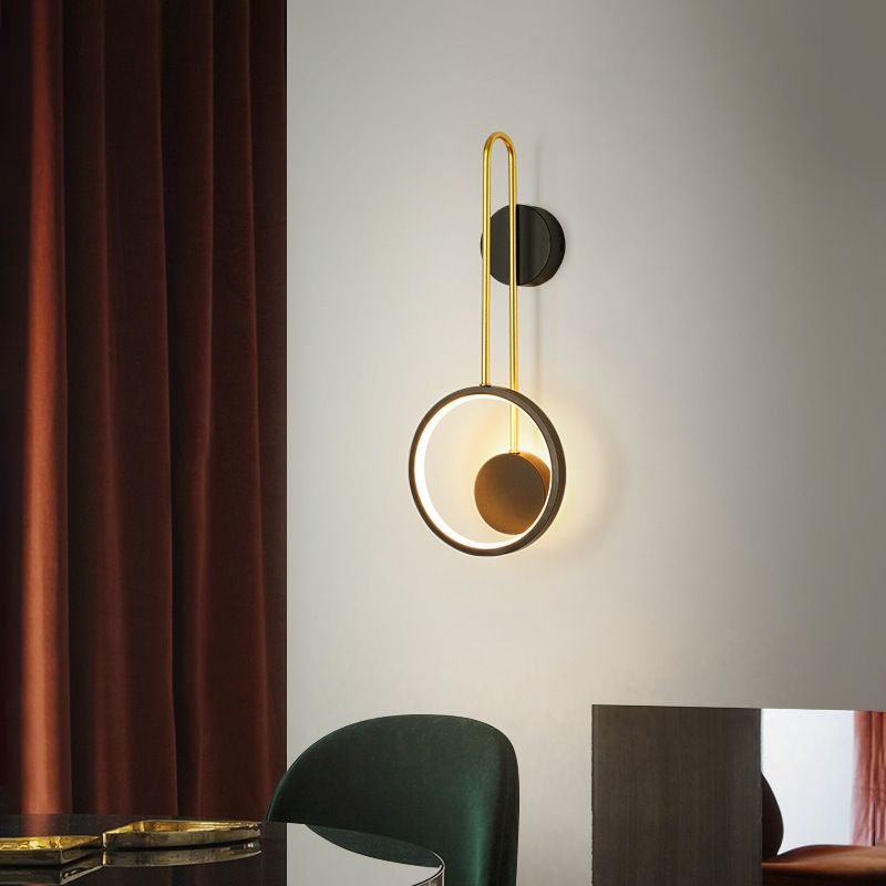 Metal Round Wall Mounted Lamps Modern Style 1 Light Wall Lighting Fixtures