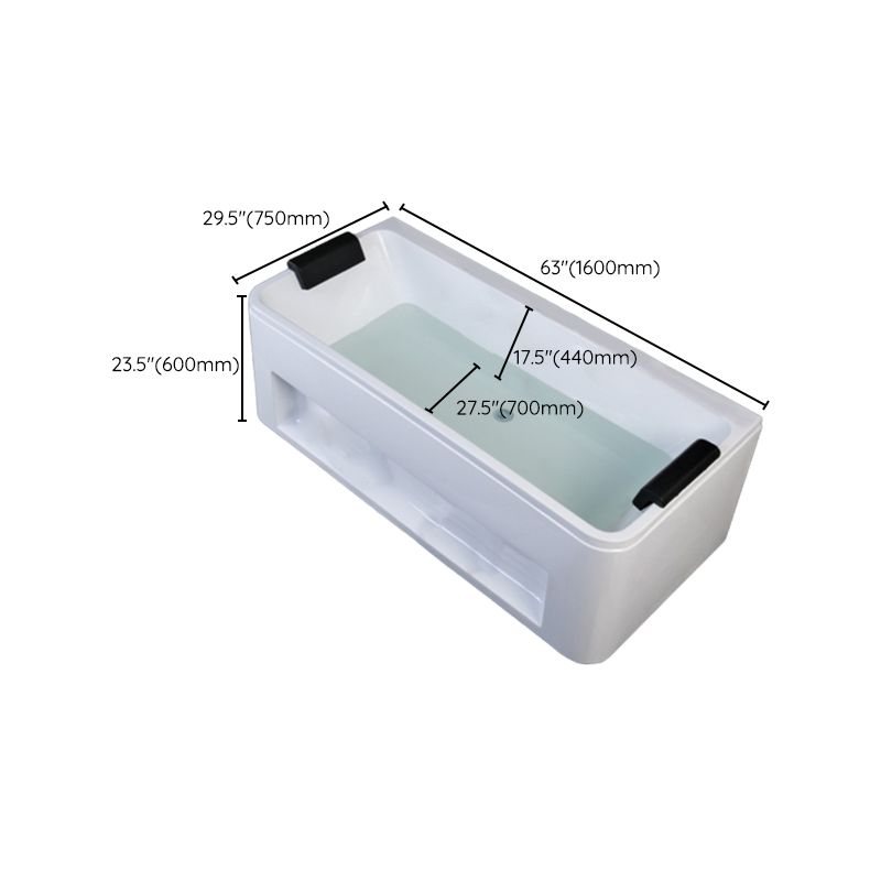 Freestanding Rectangular Bathtub Modern Acrylic Center-Front Drain Placement Tub