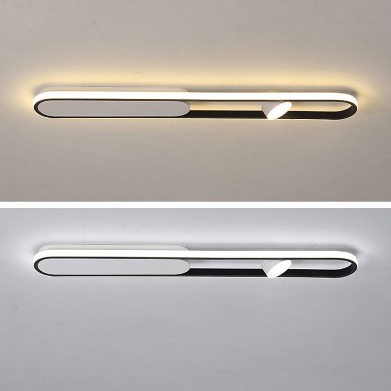 Lámpara de techo LED de aluminio nórdico, foco empotrado oblongo, color blanco y negro, para pasillo