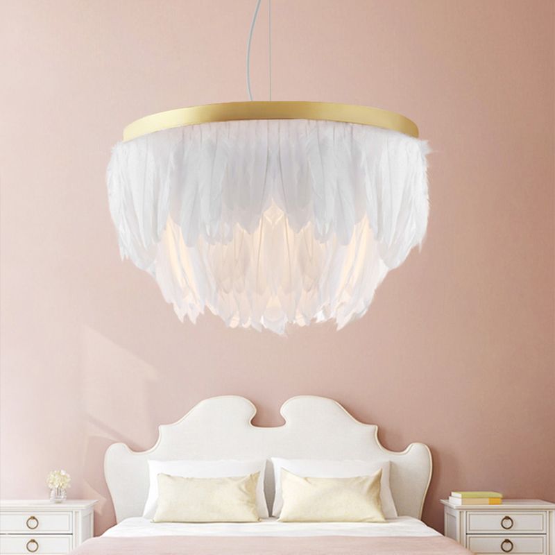 Kit di luce sospesa a strati postmoderna piuma 1 sala da pranzo a testa ciondolo in bianco/blu