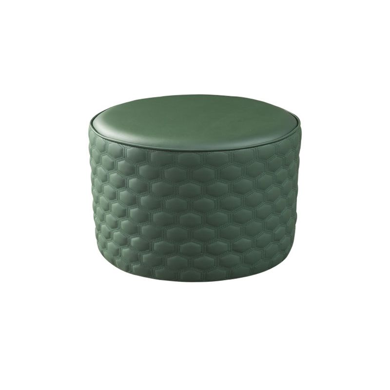 Water Resistant Pouf Ottoman Genuine Leather Round Solid Modern Ottoman