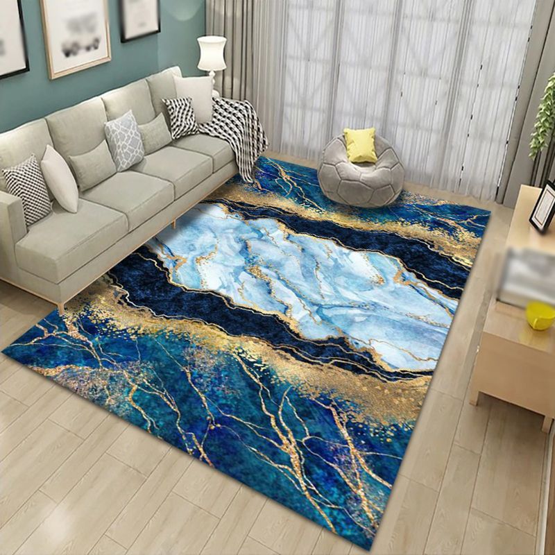 Contemporary Indoor Rug Abstract Pattern Carpet Polyester Stain Resistant Area Rug for Living Room