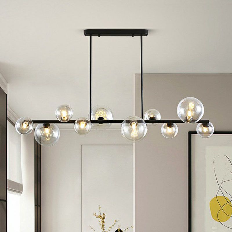 Clear Glass Bubbles Island Lamp Contemporary Hanging Ceiling Light for Dining Room
