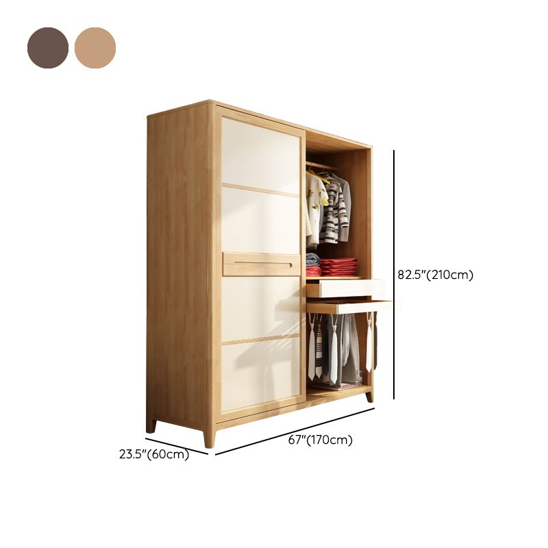Modern Style Wardrobe Cabinet Wood Clothes Rail Wardrobe Armoire with Shelves