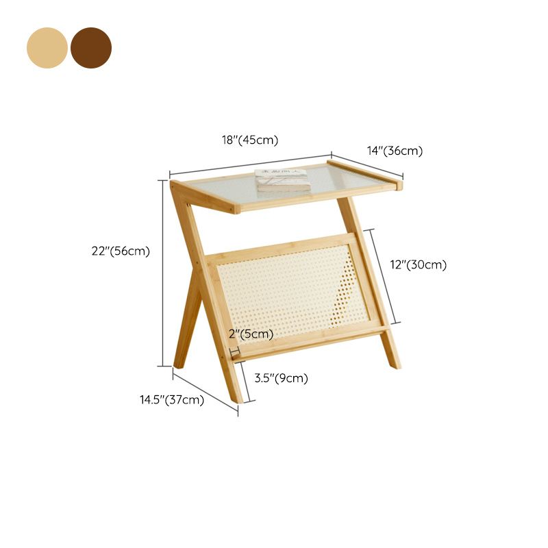 14" Wide Contemporary Corner Table Clear Rectangular Side Table