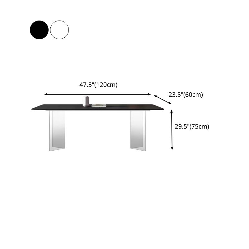 Rectangle Stone Top Dining Table Acrylic Base Modern Dining Table for Living Room
