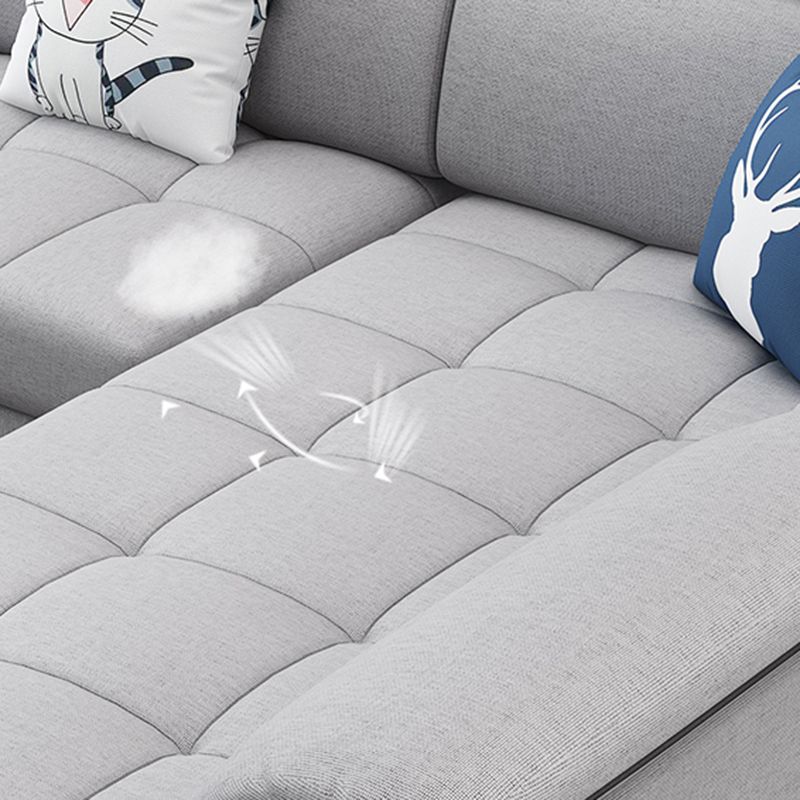 Modern Fabric Sofa in Grey Pillow Top Arm Sofa with Bolster Pillows