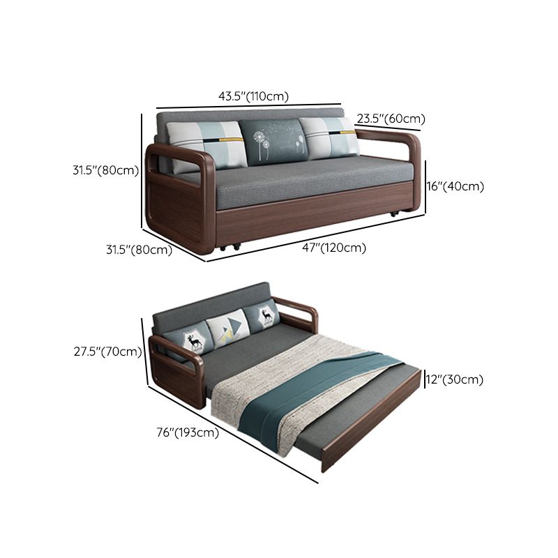 Modern Cotton Blend Sleeper Sofa Wood Frame Armless Sofa Bed